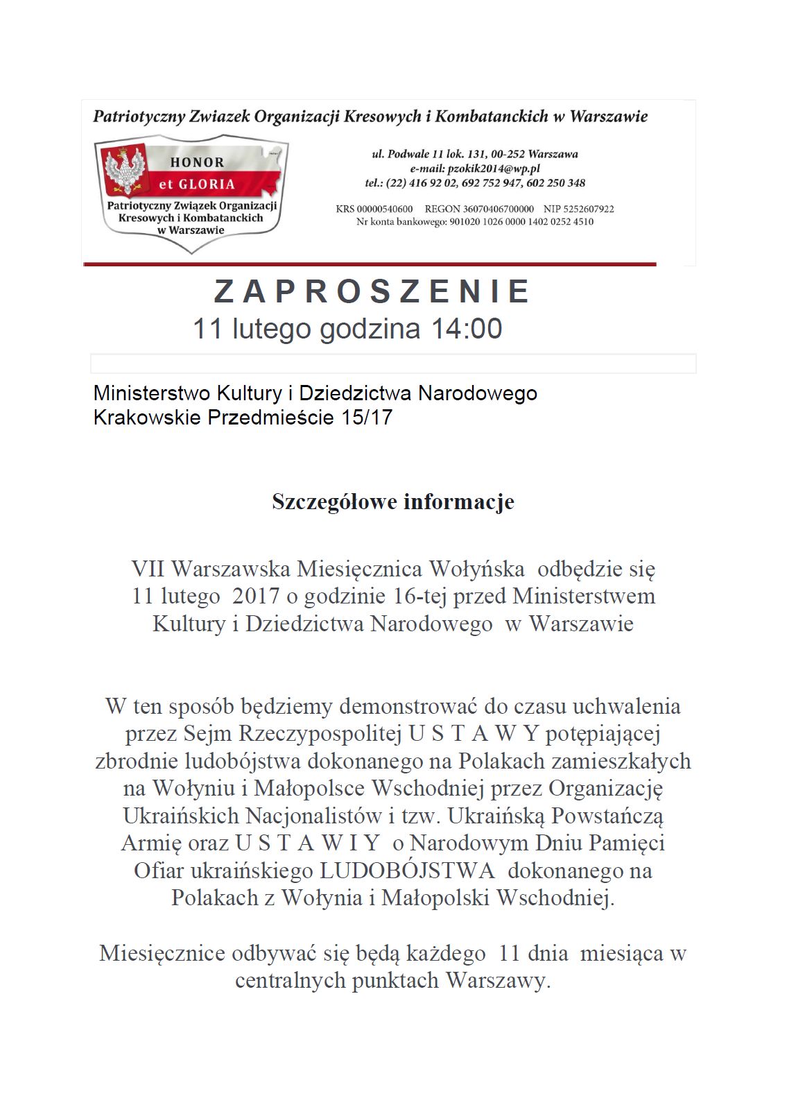 Zaproszenie PZOKiK 11 lutego Warszawa_VII_1